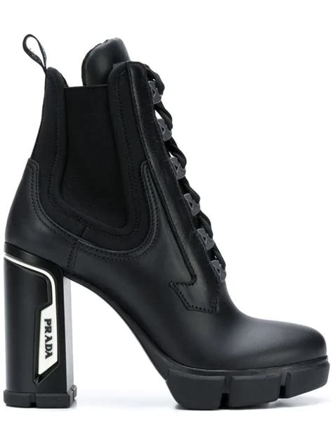 prada logo patch chunky boots|Prada ankle boots for women.